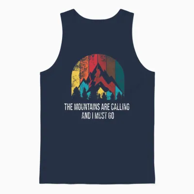 Retro Distressed Mountains Are Calling Unisex Tank Top - Navy