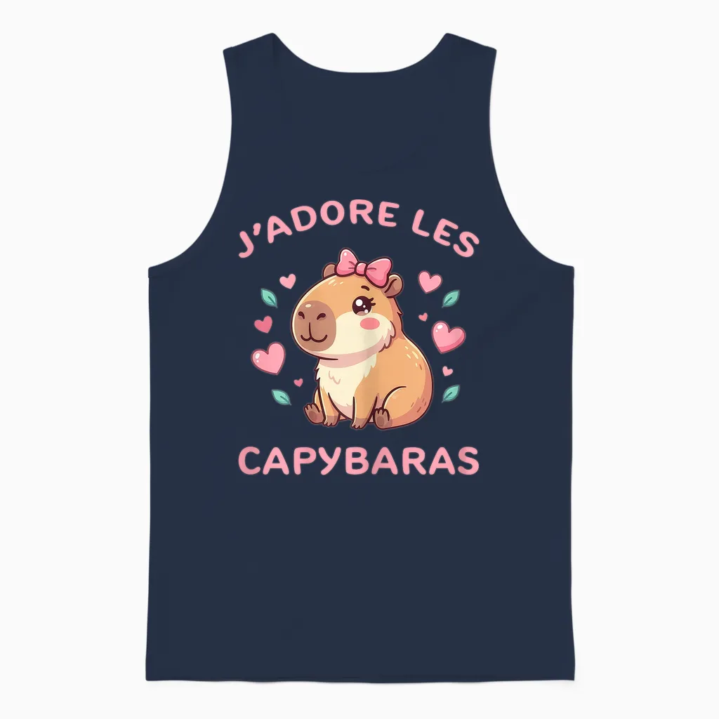 J'adore Les Capybaras Pour Fille Fan De Capybara Unisex Tank Top in Navy