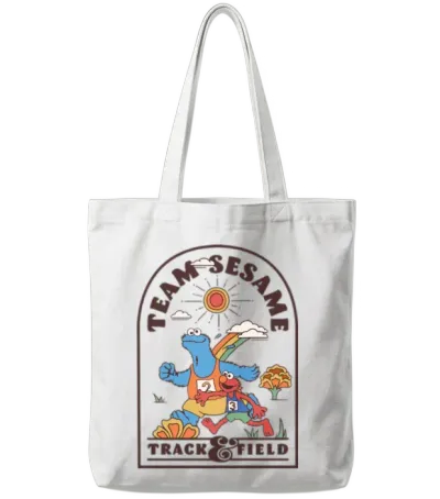 Sesame Street Design Team Sesame Track & Field Tote Bags - White