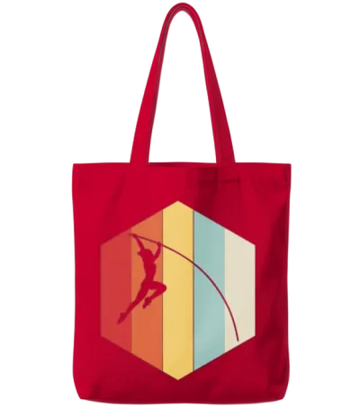 Retro Pole Vault Silhouette Tote Bags - Red
