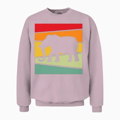 Elephant Retro Unisex Sweatshirt - Light Pink