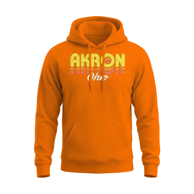Retro Akron Ohio Unisex Hoodie - Safety Orange