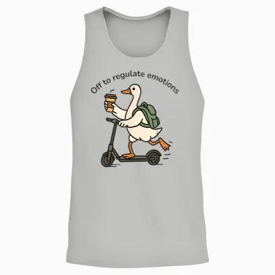 Off to Regulate Emotions Funny Goose on Scooter Unisex Tank Top - Ash