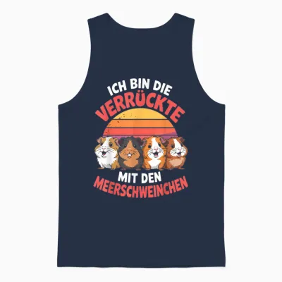 T-Shirt with German Text "ich Bin Die Verrückte Mit Den Meerschweinchen" Unisex Tank Top - Navy