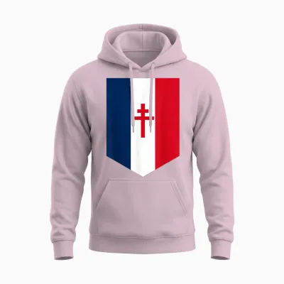 Drapeau Français Avec Croix De Lorraine T-Shirt, Black, S Unisex Hoodie - Light Pink