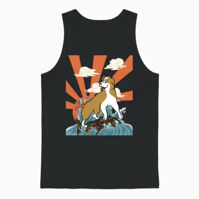English Bulldog Japanese Retro Unisex Tank Top - Black