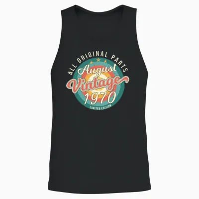 1970 August Retro Unisex Tank Top - Black