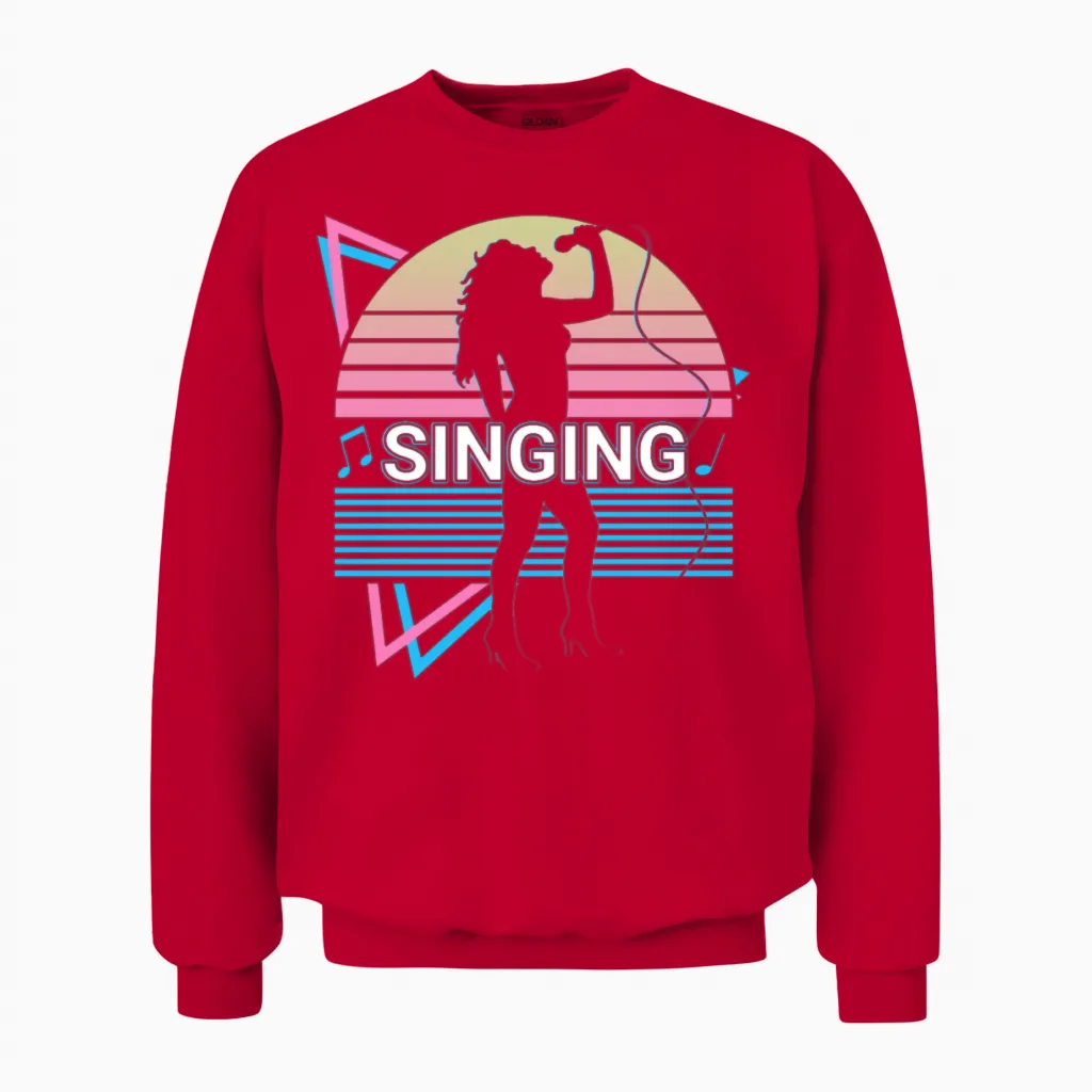 Singing Singer Retro Unisex Sweatshirt in Red