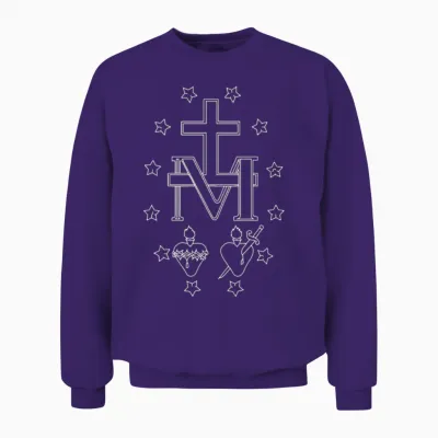 Miraculous Medal, Medal of Our Lady of Grace Unisex Sweatshirt - Purple