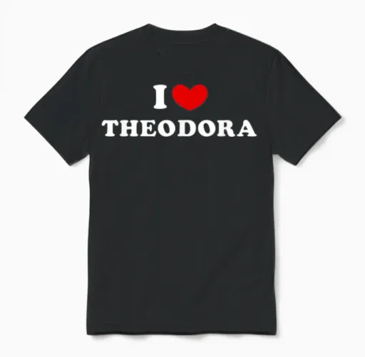 I Love Theodora, J'aime Theodora T-Shirt, Black, S Unisex T-Shirt - Black