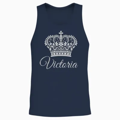 Queen Victoria Queenly Name Crown Princess Royal Unisex Tank Top - Navy