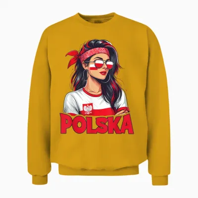 Poland Flag Woman Sunglasses Girls Polska T-Shirt, Black Unisex Sweatshirt - Gold