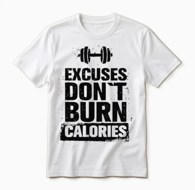 Excuses Dont Burn Calories Training Workout Gift Unisex T-Shirt in White