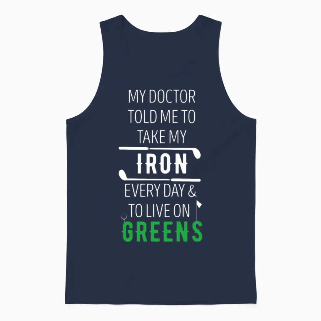 Golf Live on Greens Golfer Unisex Tank Top in Navy