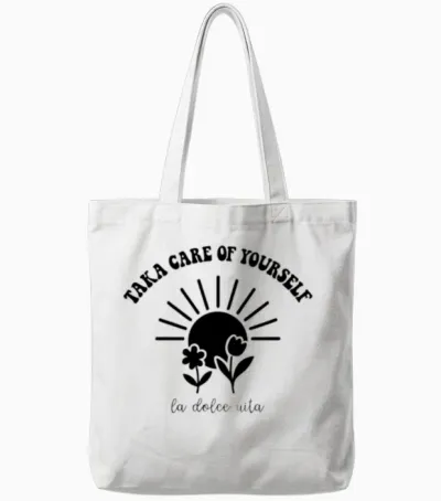 Shine Bright, Grow Free Taka Care of Yourself Tote Bags - White