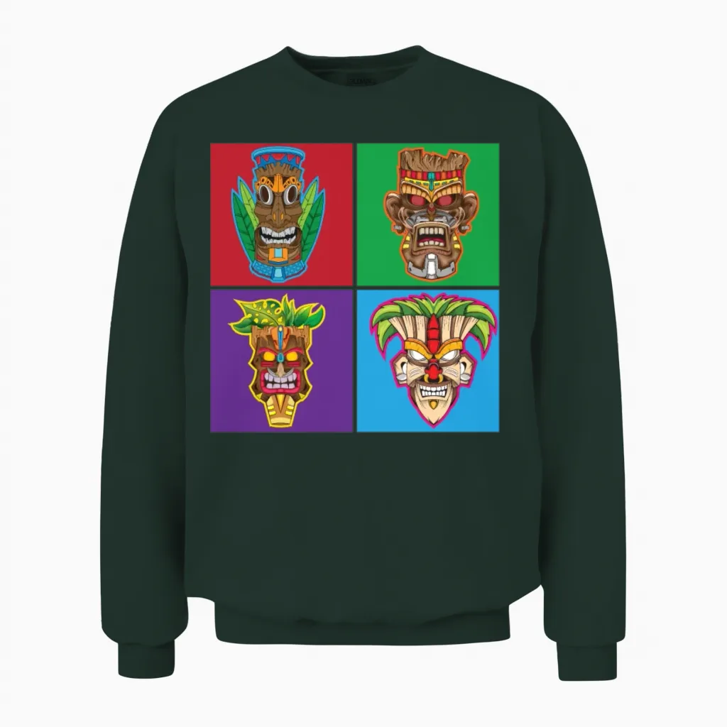 Retro Tiki Hawaii Unisex Sweatshirt in Forest