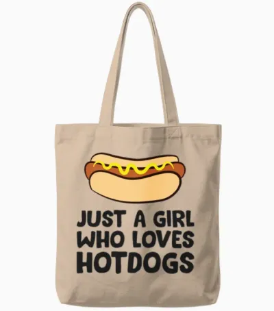 Just a Girl Who Loves Hot Dogs Tote Bags - Natural