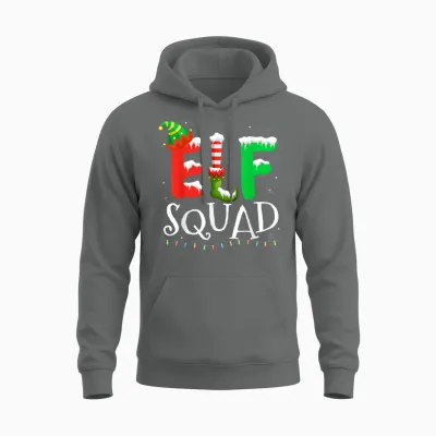 Elf Family Christmas Matching Pajamas Xmas Elf Squad Unisex Hoodie - Graphite Heather