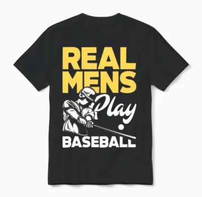 Real Mens Play Baseball Funny Baseball Gift Unisex T-Shirt - Black