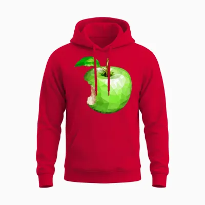 Green Apple with a Bite Unisex Hoodie - Red