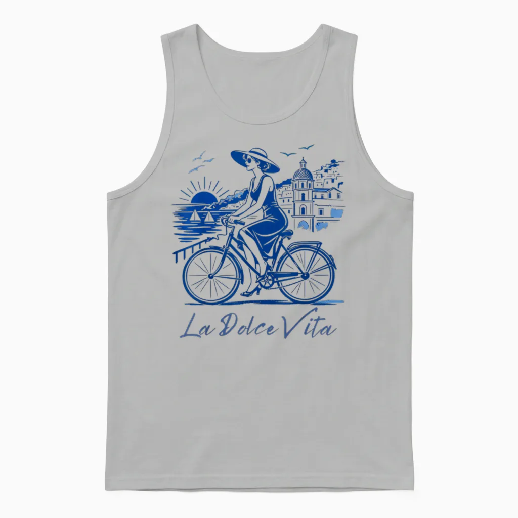 La Dolce Vita Vélo De Côte Italien Positano Vintage Années 50 Unisex Tank Top in Ash