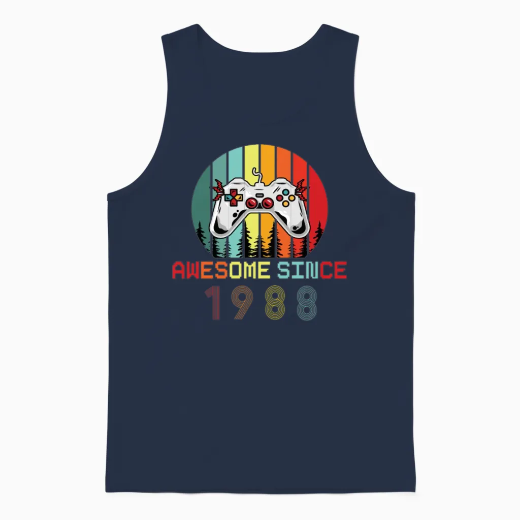 Awesome Since 1974 Birthday 1974 Vintage 1974 Unisex Tank Top in Navy
