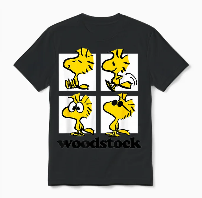 Peanuts - Woodstock Grid Unisex T-Shirt in Black