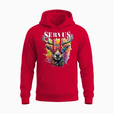 Servus Trachtenshirt Trachten Tracht Hirsch Tirol & Bayern Unisex Hoodie - Red