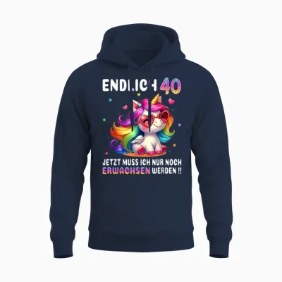 40th Birthday Gifts Woman 40 Years Unicorn Party Outfit Unisex Hoodie - Navy