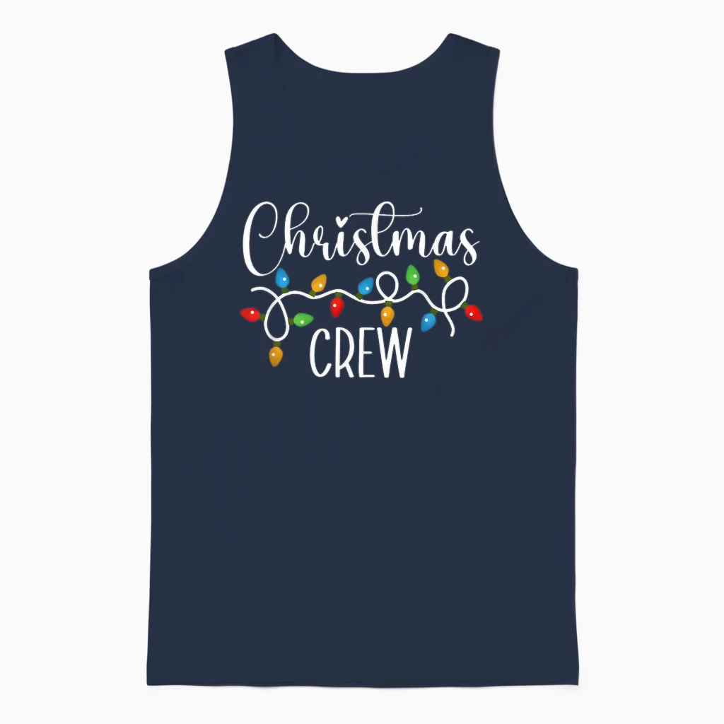 Christmas Crew Xmas Lights Family Matching Pajamas Holiday Unisex Tank Top in Navy