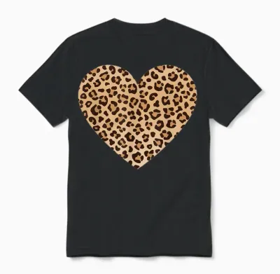 Leo Herz Gepard Leopard Motiv Leopardenmuster Für Damen Unisex T-Shirt - Black