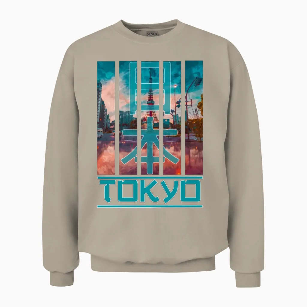 Tokyo Tower Unisex Sweatshirt in Sand