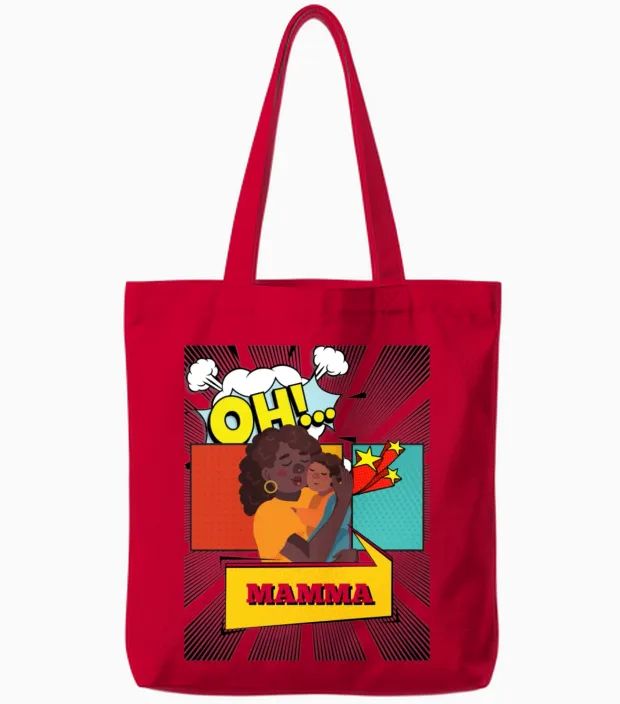 Oh Mamma T-Shirts Tote Bags in Red
