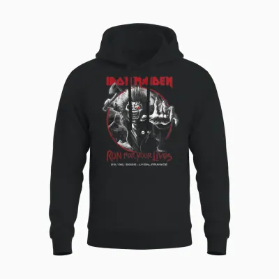 Iron Maiden Run for Your Lives Tour 2026 Lyon Unisex Hoodie - Black