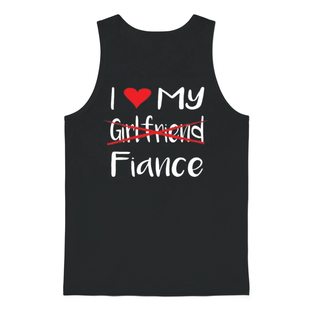 I Heart My Fiance Funny Lover Valentine's Day Gift Unisex Tank Top - Black