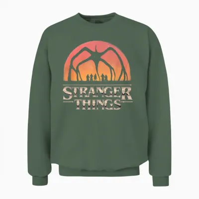 Stranger Things Season 5 Towering Mind Flayer Distressed Unisex Sweatshirt - Military Green