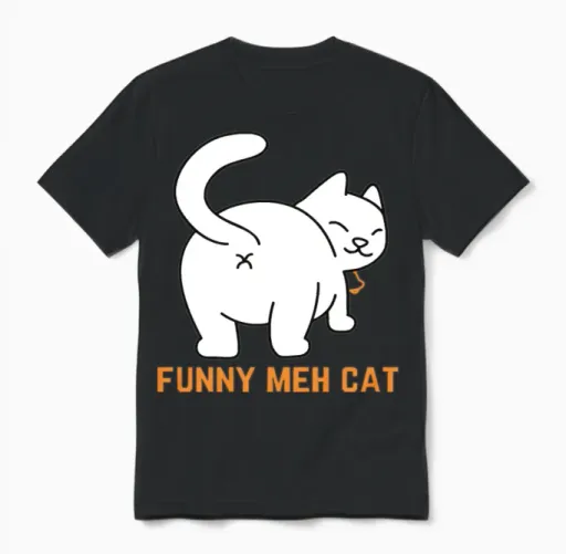 Funny Meh Cat Lovers Unisex T-Shirt in Black