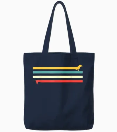 Dackel Retro Rauhaardackel Hunde Tote Bags - Navy
