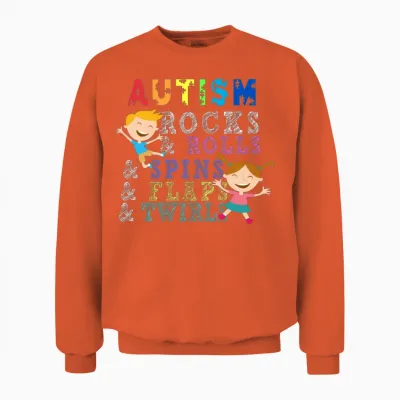Puzzle Pieces Shirt, Autism Rocks, Autism Kid Unisex Sweatshirt - Orange