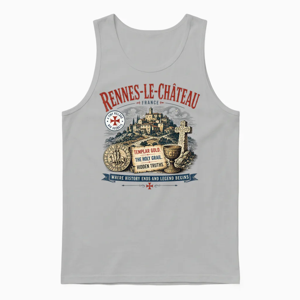 Rennes-Le-Château France Vintage - Saint Graal & Chevaliers Unisex Tank Top in Ash