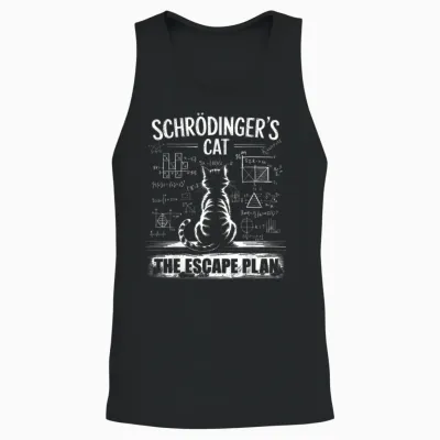 Schrödinger's Cat Funny Escape Science Plan Design Unisex Tank Top - Black