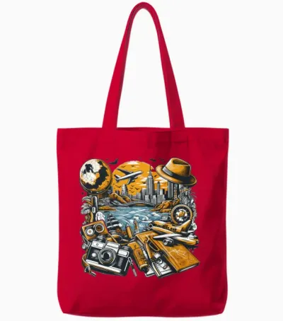 Travel, Travel Lover Tote Bags - Red