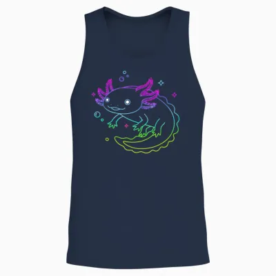 Cute Axolotl Art Modern Cool Graphic Boys Girls Axolotl Unisex Tank Top - Navy