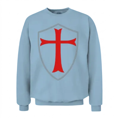 Knights Templar Shield Unisex Sweatshirt - Light Blue