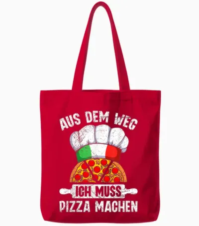 T-Shirt with German Text "pizzabacken Aus Dem Weg Ich Muss Pizza Machen Pizzabäcker" Tote Bags - Red
