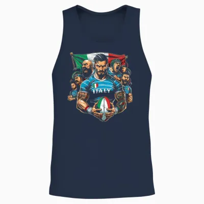 Rugby Sports Azzurri Pride: Vintage Italian Rugby Unisex Tank Top - Navy
