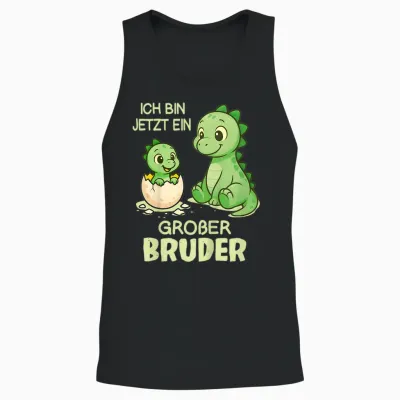 Children's Dino Siblings Baby T-Shirt with German Text "ich Bin Jetzt Ein Großer Bruder" [, Black, S Unisex Tank Top - Black