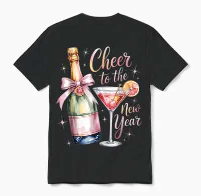 Cheers to the New Year 2026 Champagne New Years Eve Party Unisex T-Shirt - Black
