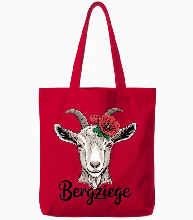 Bergziege Bayern Goat Farm & Country Tote Bags in Red