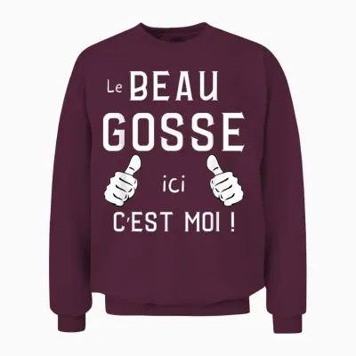 Le Beau Gosse Ici C'est Me! Phrase Humour Unique Original T-Shirt, Black, S Unisex Sweatshirt - Maroon
